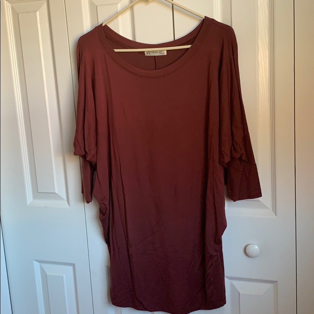 Rust Brown Dolman Top 3/4 Sleeves